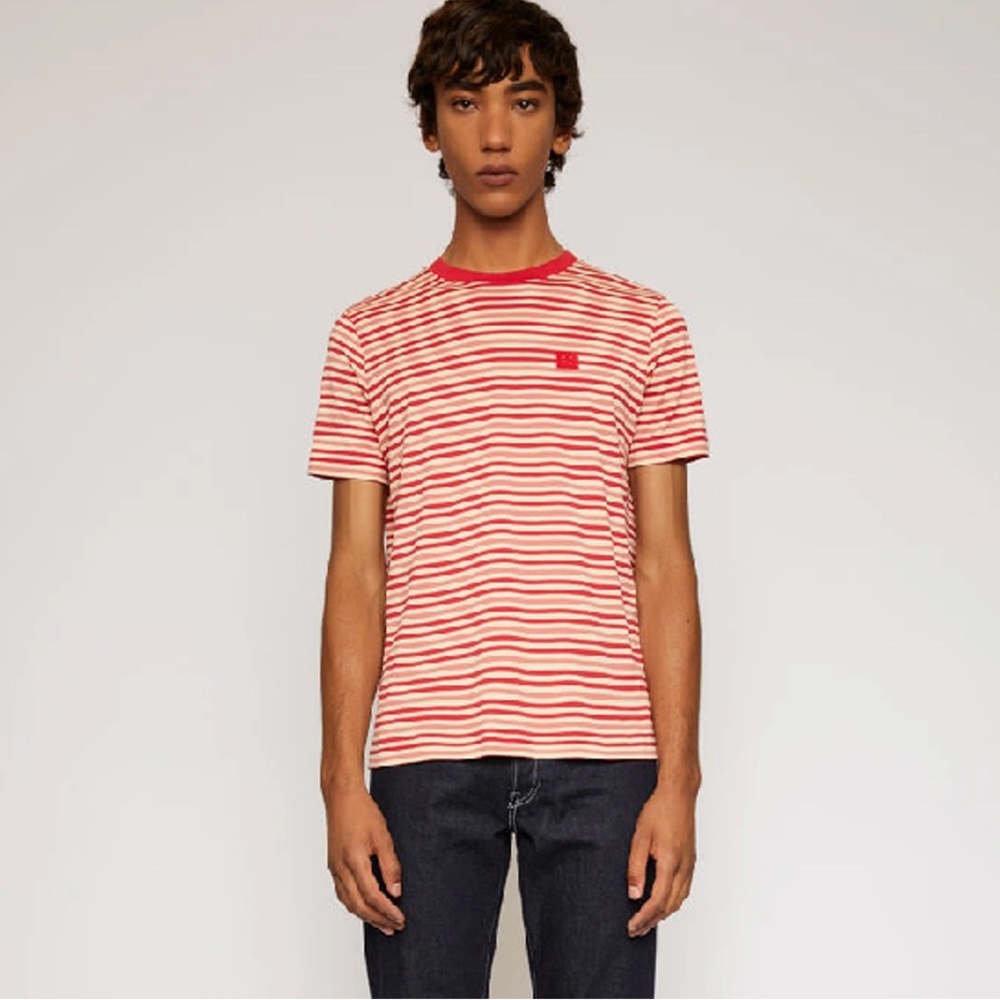 ACNE STUDIOS‎ Striped Smiley Patch Tee
